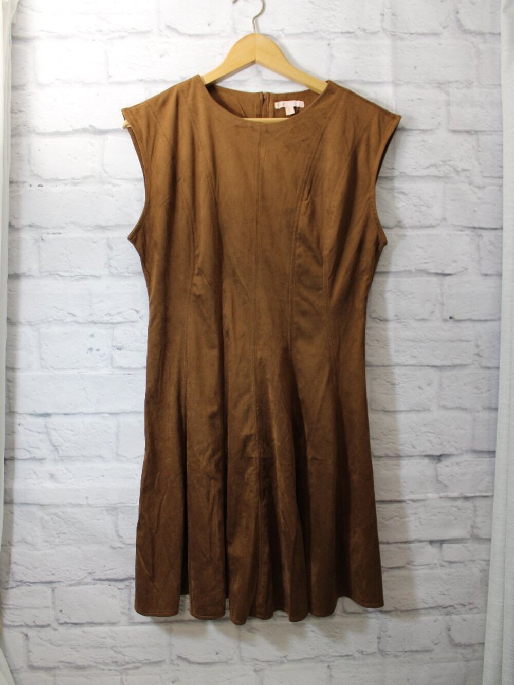 Bebop Extra Large Brown Faux Suede Sleeveless Fit & Flare Casual Fall Dress